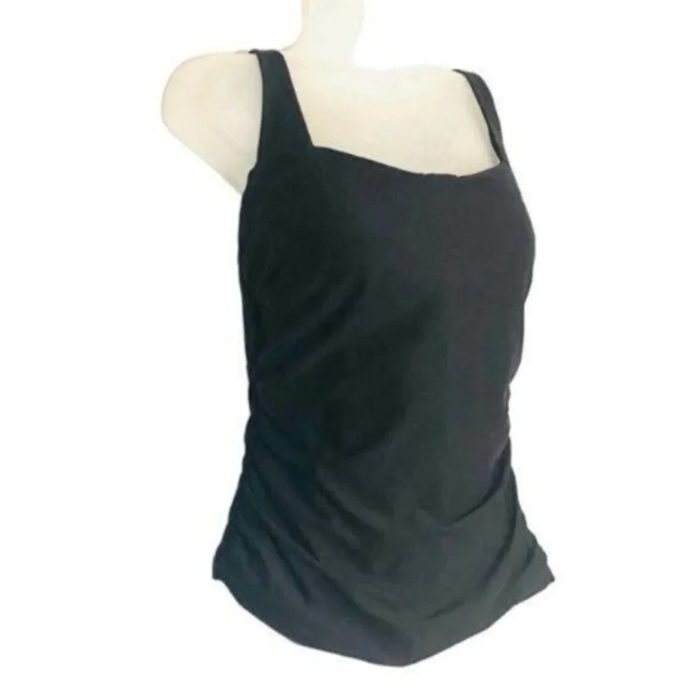 Athleta‎ Square Neck Bra Cup Swim Tankini Black UPF 50+ Beach Vacation